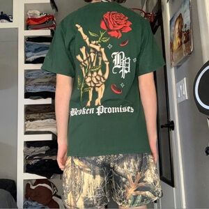 Broken promises green medium screen printed t shirt